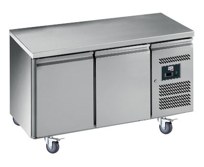 Image de Table réfrigérée 2 portes dessus inox sans dosseret - prof. 600