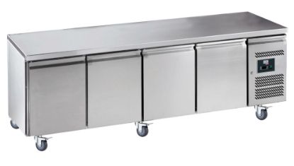 Image de Table réfrigérée 4 portes dessus inox sans dosseret - prof. 700