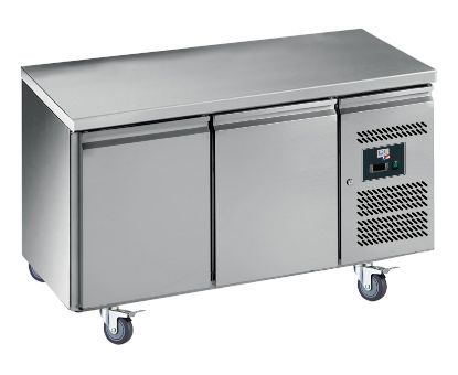 Image de Table réfrigérée 2 portes dessus inox sans dosseret - prof. 800
