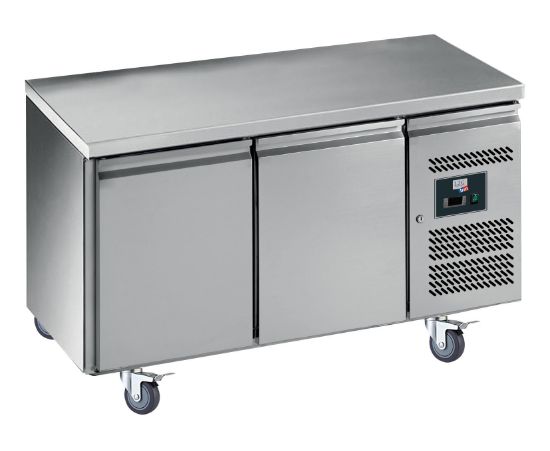 Image de Table réfrigérée 2 portes dessus inox sans dosseret - prof. 800