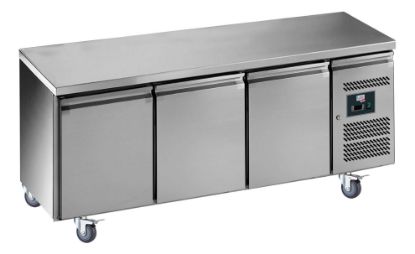 Image de Table réfrigérée 3 portes dessus inox sans dosseret - prof. 800