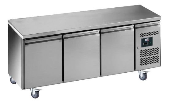Image de Table réfrigérée 3 portes dessus inox sans dosseret - prof. 800