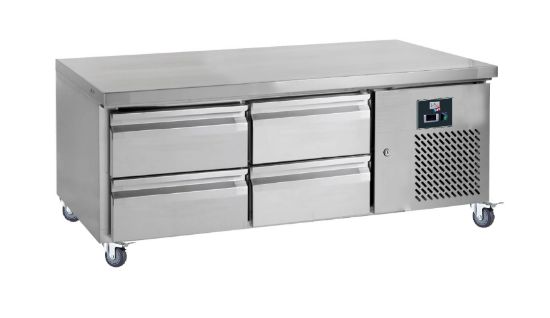Image de Soubassement réfrigéré 2x2 tiroirs pour bac gastro GN 1/1 dessus inox