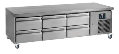 Image de Soubassement réfrigéré 3x2 tiroirs pour bac gastro GN 1/1 dessus inox 
