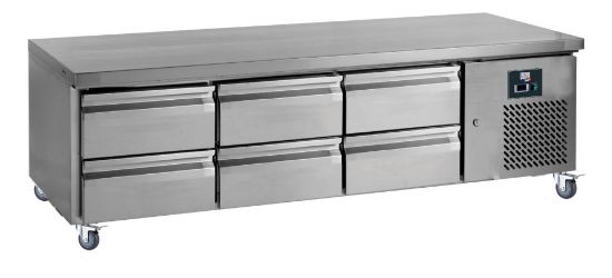 Image de Soubassement réfrigéré 3x2 tiroirs pour bac gastro GN 1/1 dessus inox 