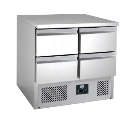 Image de Saladette 4 tiroirs GN 1/1 dessus fixe en inox 