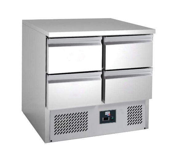 Image de Saladette 4 tiroirs GN 1/1 dessus fixe en inox 