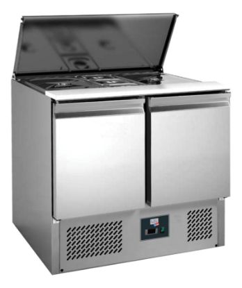 Image de Saladette en inox avec couvercle télescopique 2 portes
