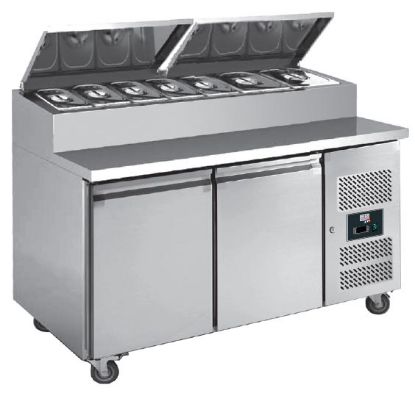 Image de Table à sandwiches groupe latéral avec couvercle inox 2 portes 600X400 MM