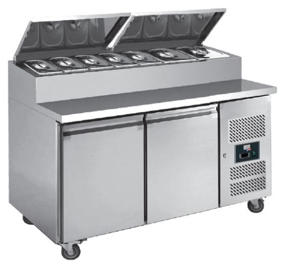 Image de Table à sandwiches groupe latéral avec couvercle inox 2 portes 600X400 MM