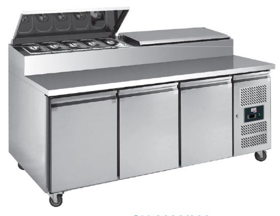 Image de Table à sandwiches groupe latéral avec couvercle inox 3 portes GN 1/1