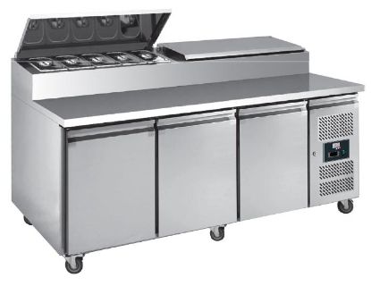Image de Table à sandwiches groupe latéral avec couvercle inox  3 portes 600X400 MM **