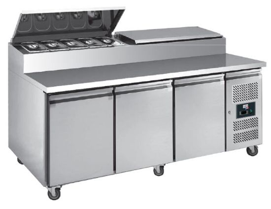 Image de Table à sandwiches groupe latéral avec couvercle inox  3 portes 600X400 MM **