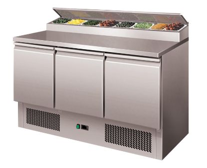 Image de Table à sandwiches type saladette 3 portes avec couvercle inox