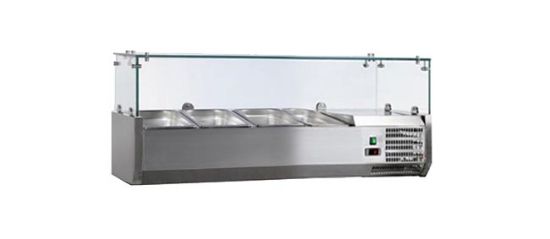 Image de Vitrine à ingrédients inox avec pare-haleine en verre droit Largeur 1200mm