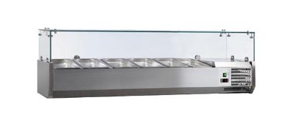 Image de Vitrine à ingrédients inox avec pare-haleine en verre droit Largeur 1500mm 