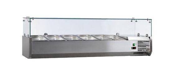 Image de Vitrine à ingrédients inox avec pare-haleine en verre droit Largeur 1500mm 
