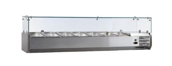 Image de Vitrine à ingrédients inox avec pare-haleine en verre droit Largeur 1600mm 