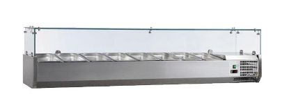 Image de Vitrine à ingrédients inox avec pare-haleine en verre droit Largeur 1800mm 