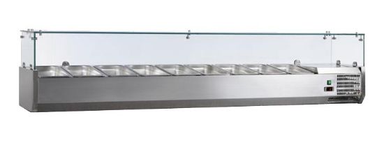 Image de Vitrine à ingrédients inox avec pare-haleine en verre droit Largeur 2000mm 