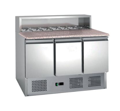 Image de Table à pizzas avec insert pour bacs gastronormes 3 portes 