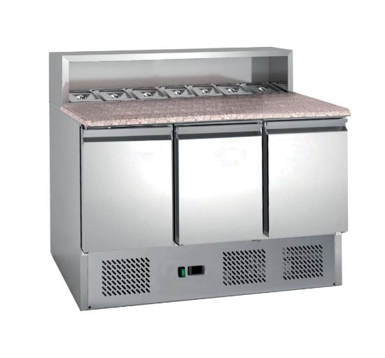 Image de Table à pizzas avec insert pour bacs gastronormes 3 portes 