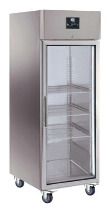 Image de Armoire réfrigérée positive inox 1 porte vitrée 650L 