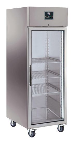 Image de Armoire réfrigérée positive inox 1 porte vitrée 650L 