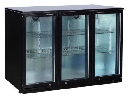 Image de Meuble arrière de bar skin plate noir 3 portes battantes 330L