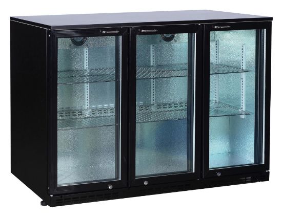 Image de Meuble arrière de bar skin plate noir 3 portes battantes 330L