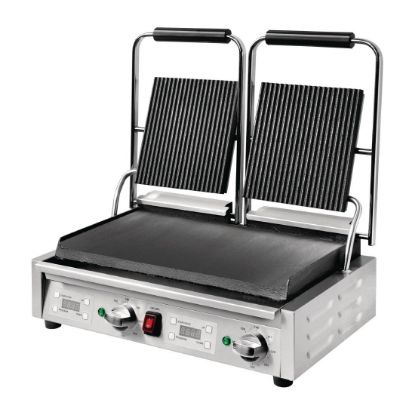 Image de Grill de contact double plaque supérieure rainurée et inférieure lisse - BUFFALO
