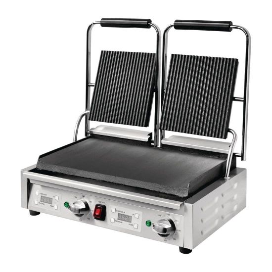 Image de Grill de contact double plaque supérieure rainurée et inférieure lisse - BUFFALO