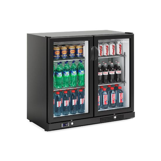 Image de Arrière de bar horizontal noir H850 2 portes 193L - Infrico