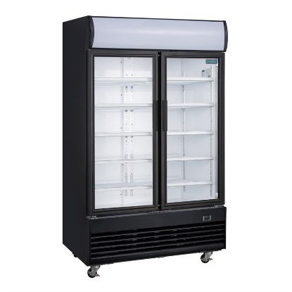 Image de Vitrine réfrigérée positive noire 2 portes battantes Série G 950L - Polar