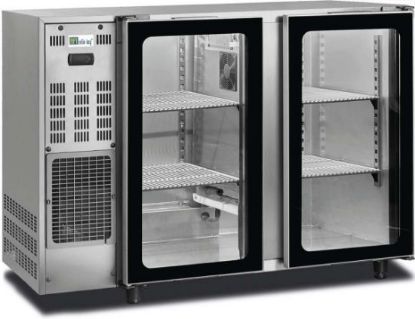 Image de Arrière de bar inox 2 portes vitrées 229L Groupe logé - AFI Collin-Lucy