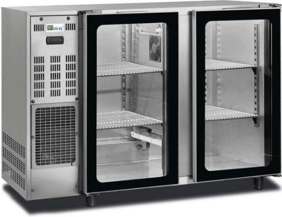 Image de Arrière de bar inox 2 portes vitrées 229L Groupe logé - AFI Collin-Lucy