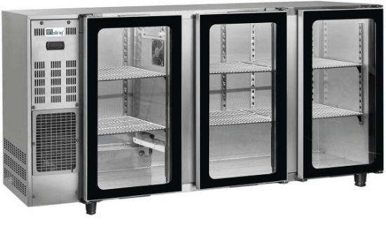 Image de Arrière de bar inox 3 portes vitrées 466L Groupe logé - AFI Collin-Lucy