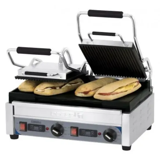 Image de Grill Panini double Premium Rainurée - Lisse avec minuteur - CASSELIN