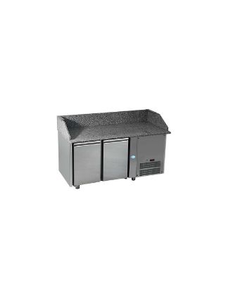 Image de Table pizza réfrigérée 2 portes GN 1/1 dessus granit avec dosseret - DAP DISTRIBUTION