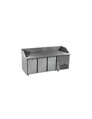Image de Table pizza réfrigérée 3 portes GN 1/1 dessus granit avec dosseret - DAP DISTRIBUTION