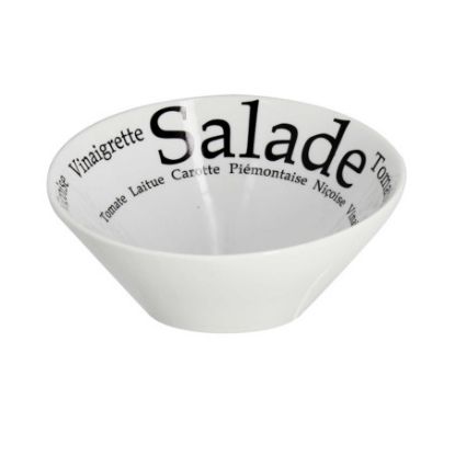 Image de Assiette à salade 19 cm en porcelaine avec inscriptions - Lot de 6 - The Kitchenette
