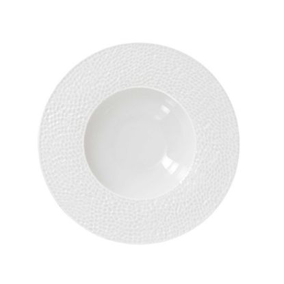 Image de Assiette  creuse Martelé 23 cm en porcelaine blanche - Lot de 6 - Novastyl 