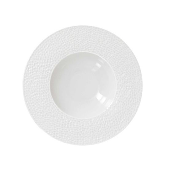 Image de Assiette  creuse Martelé 23 cm en porcelaine blanche - Lot de 6 - Novastyl 