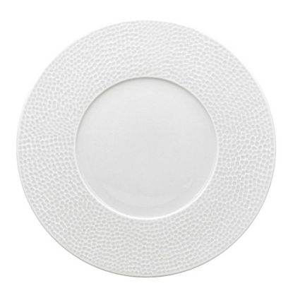 Image de Assiette plate Martelé 29 cm en porcelaine blanche - Lot de 6 - Novastyl
