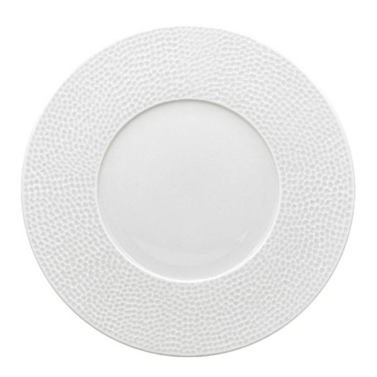 Image de Assiette plate Martelé 29 cm en porcelaine blanche - Lot de 6 - Novastyl