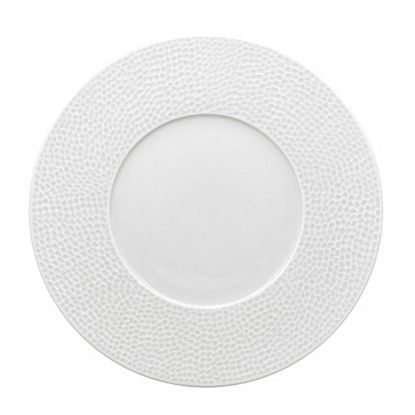 Image de Assiette plate Martelé 27 cm en porcelaine blanche - Lot de 6 - Novastyl 