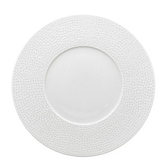 Image de Assiette plate Martelé 27 cm en porcelaine blanche - Lot de 6 - Novastyl 