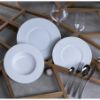 Image de Assiette plate Martelé 27 cm en porcelaine blanche - Lot de 6 - Novastyl 