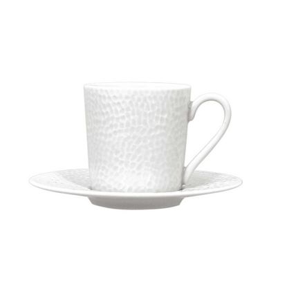 Image de Paire tasse à café Martelé en porcelaine blanche 10 cl- Lot de 6 - Novastyl  