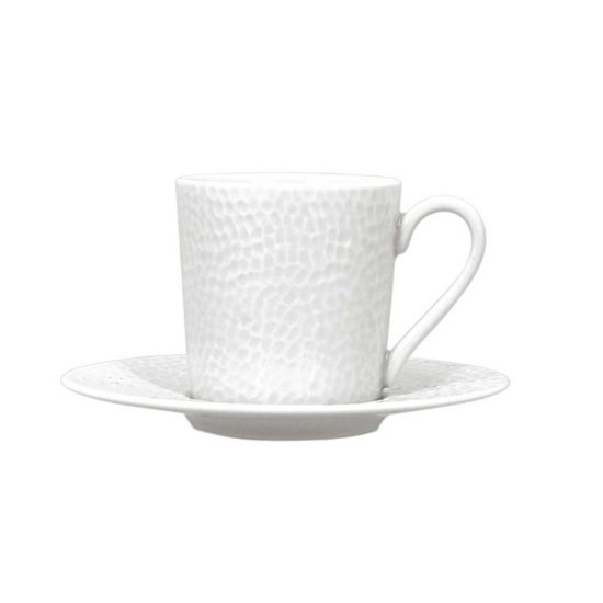 Image de Paire tasse à café Martelé en porcelaine blanche 10 cl- Lot de 6 - Novastyl  